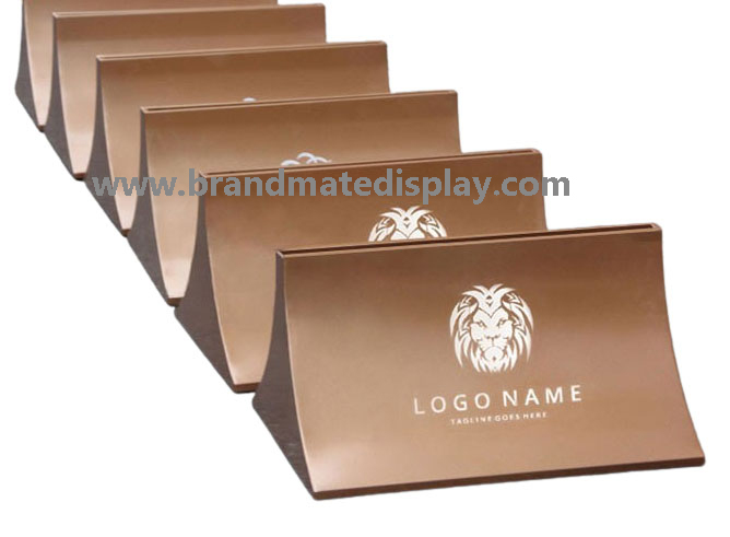 High Quality Stand Display curve base in gold color printed logo