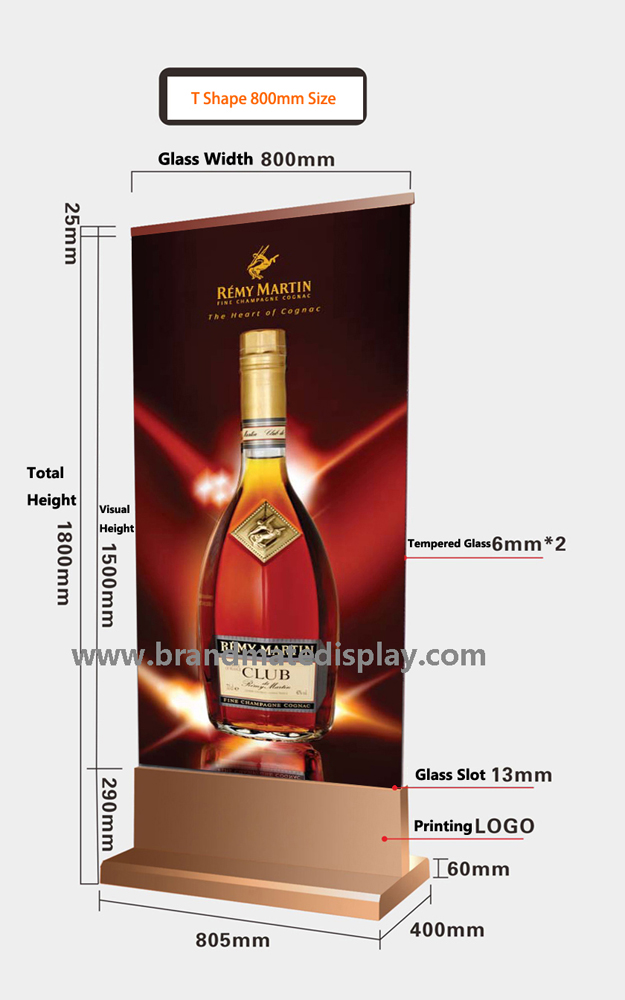 High quality Stand Display with T-shape base 180x80cm