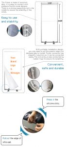 LED SEG light box installation instruction showing frame and graphic assembly