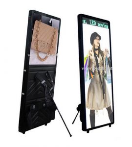 Rechargeable LED walking billboard with optional scrolling message panel