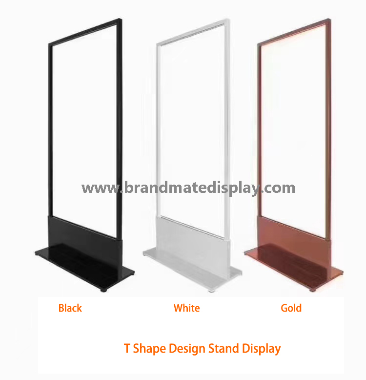 Stand Display T-shape different colors base: Black, white, silver and rose gold, black, etc