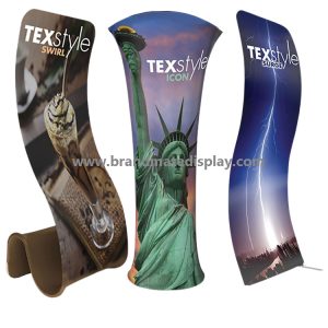 modular trade show display with tension fabric graphics
